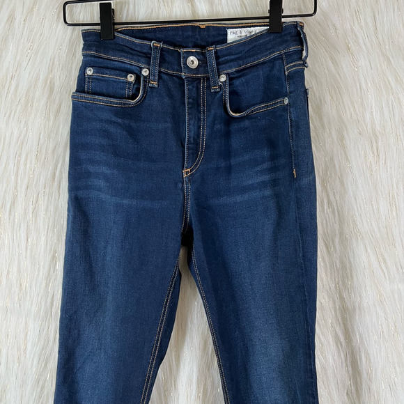 rag & bone Nina High Rise Ankle Skinny Jeans Dark Wash Blue Stretch Denim Sz 25 - Picture 3 of 11